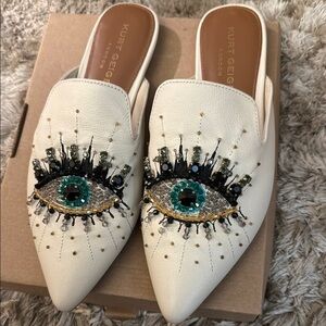 Kurt Geiger Women's Cream Embellished Mules